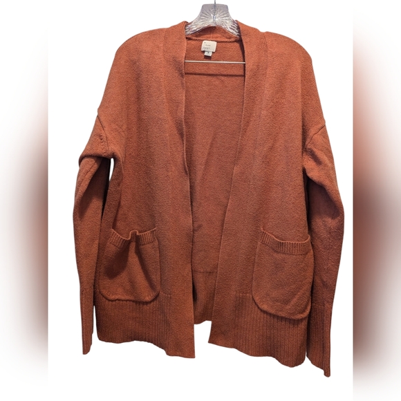a new day Sweaters - A New Day Women's Burnt Orange Cotton Blend Open Front Cardigan Size Medium